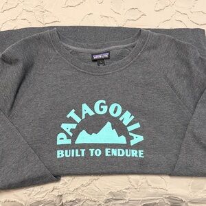 Patagonia Charcoal crewneck Sweatshirt with aqua graphics
